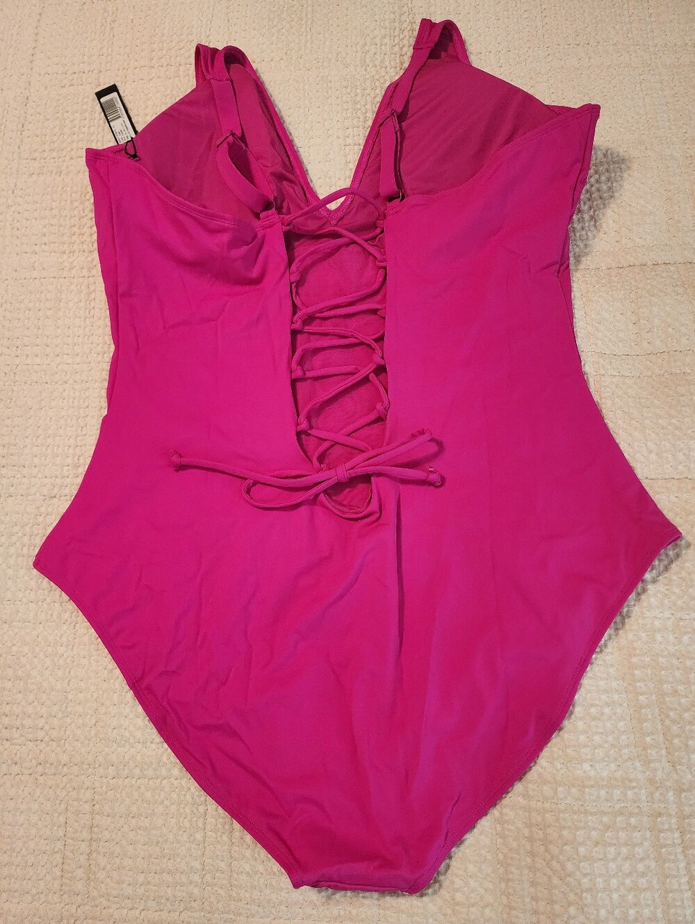 TA3 Pink Plungey Swimsuit Vneck Corset Back Shaping Swimsuit 4X RegLong NWT $178